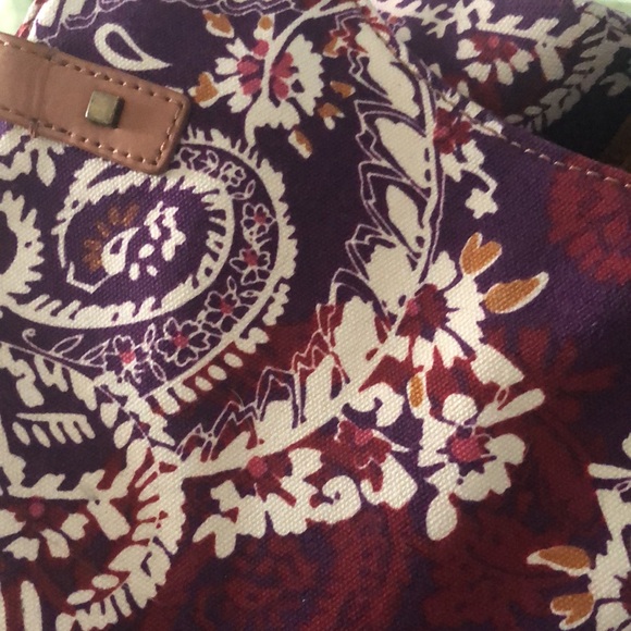 Talbots Purple Multicolor Paisley Medium Satchel Purse Handbag Bag - Picture 14 of 17